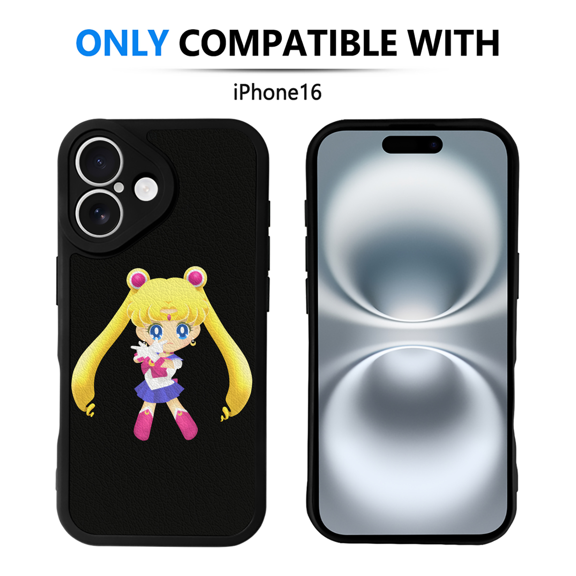 （画像用） 美少女戦士セーラームーン 月野 うさぎ つきの うさぎ Sailor Moon Tsukino Usagi 【iPhone 16シリーズ対応】シリコンスマホケース（レザー調） 材質：シリコン